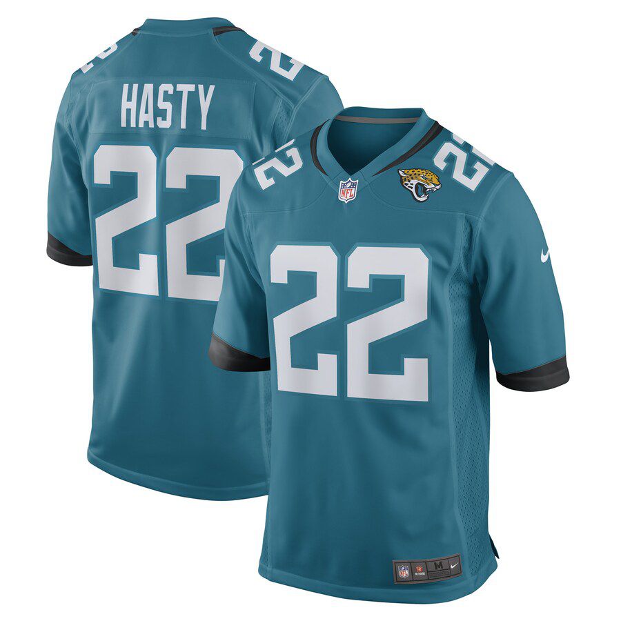Men Jacksonville Jaguars 22 Jamycal Hasty Nike Teal Game Player NFL Jersey